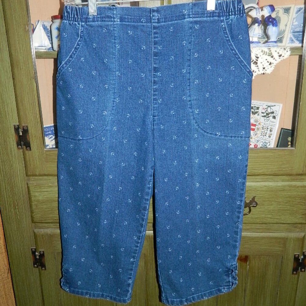 Croft & Barrow Womens Pull On Capris Skimmer Blue Denim Pants Size Medium - Picture 11 of 11